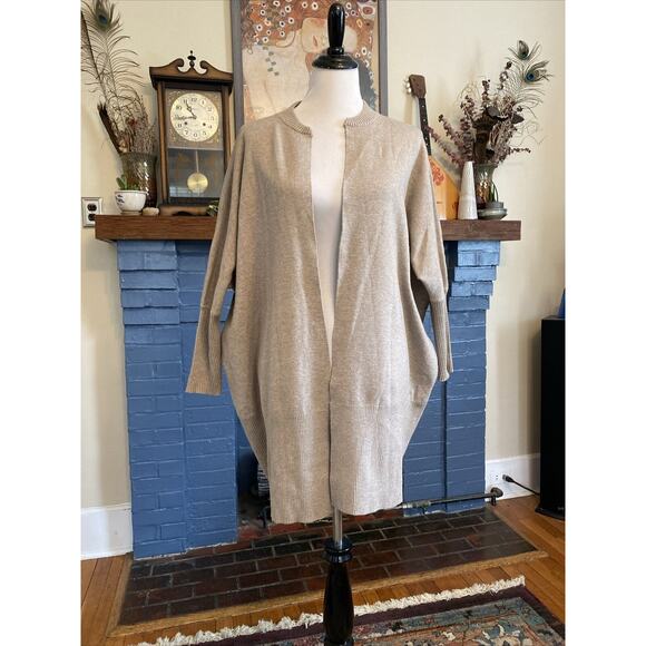 Andrea Jovine Sweaters - ANDREA JOVINE M Khaki Open Knit Sweater Cardigan Boho Minimalist Lagenlook